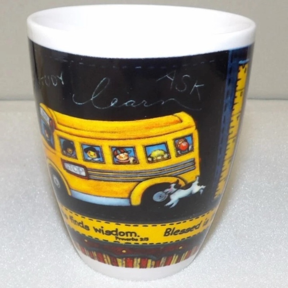 Vintage 2006 Susan Winget Dear Teacher School Days Coffee Cup Mug. 4”T x 3 1/2”D